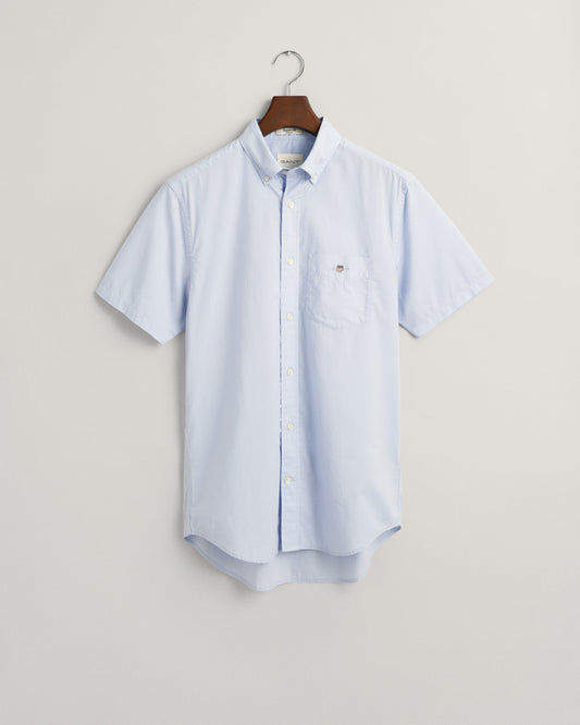 Lichtblauw katoenen regular fit hemd met korte mouwen Gant - 3000101/455