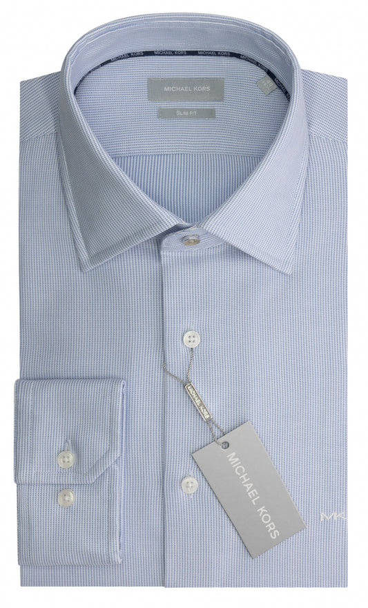 Blauw gestructureerd katoenen slim fit hemd Michael Kors - MK0DS01173/455
