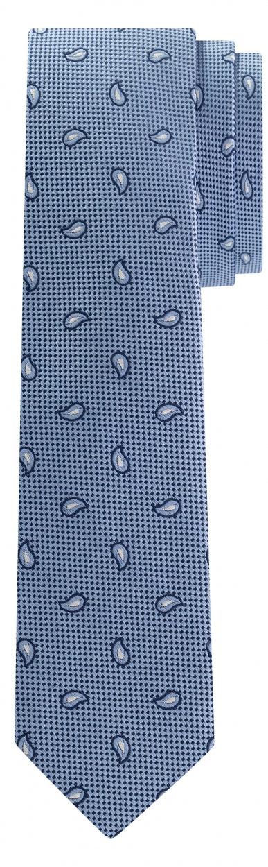 Lichtblauwe zijden stropdas met paisleyprint Michael Kors - MK0DS00039/455