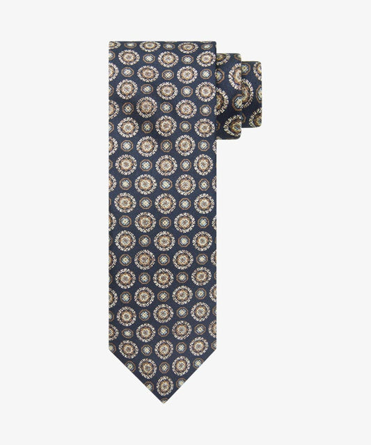 Navy zijden stropdas met print Profuomo - PPUA30011B