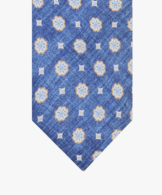 Navy zijden stropdas met print Profuomo - PPVA10031A