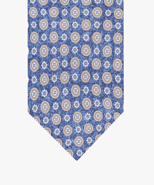 Blauwe zijden stropdas met print Profuomo - PPVA10036A