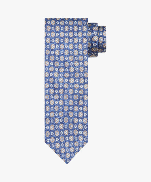 Blauwe zijden stropdas met print Profuomo - PPVA10036A