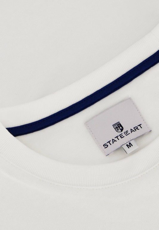 Wit katoenen T-shirt met ronde hals en opdruk State of Art -14373/1100