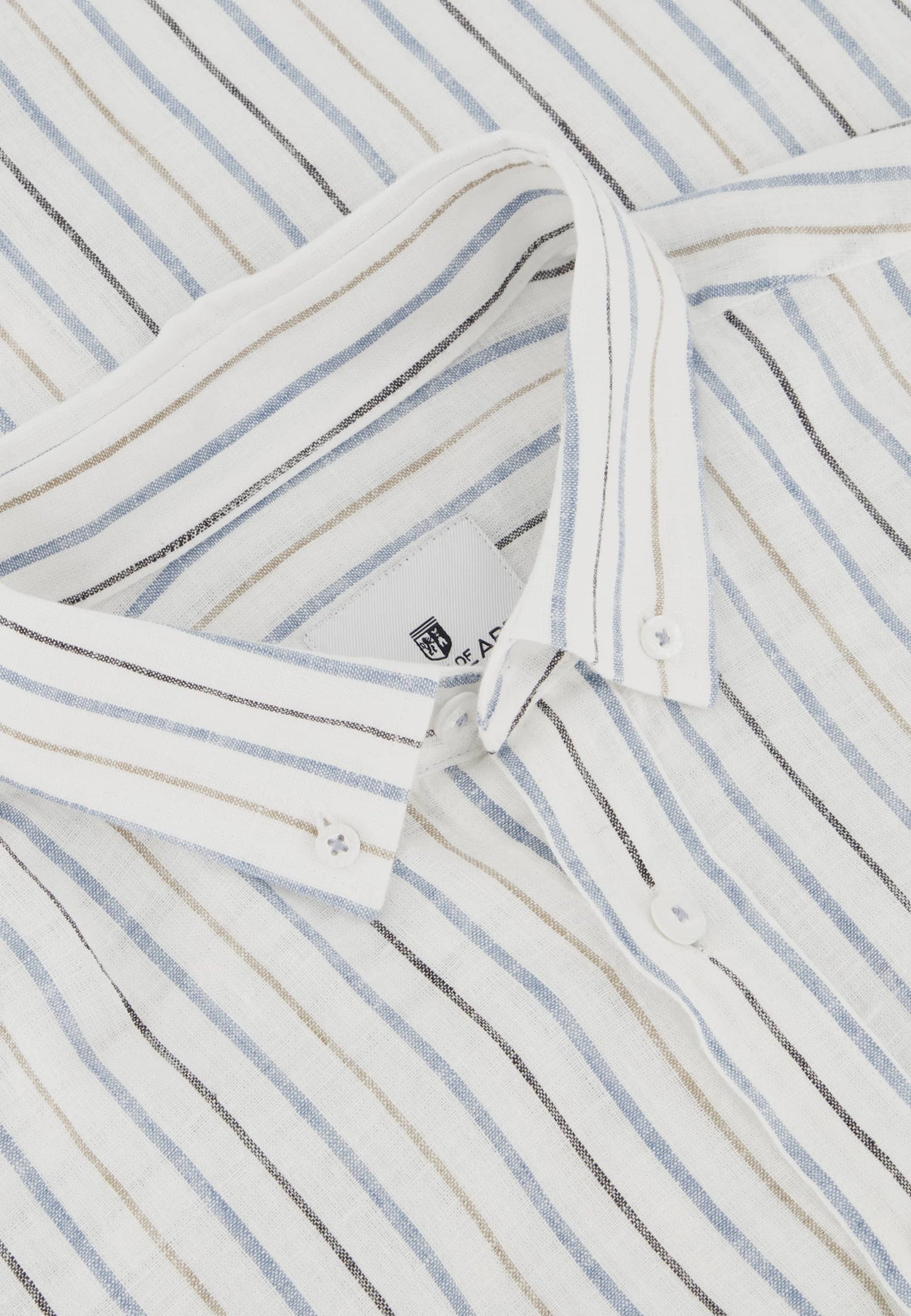 Wit gestreept katoenen linnen regular fit hemd met korte mouwen State of Art - 14281/1156