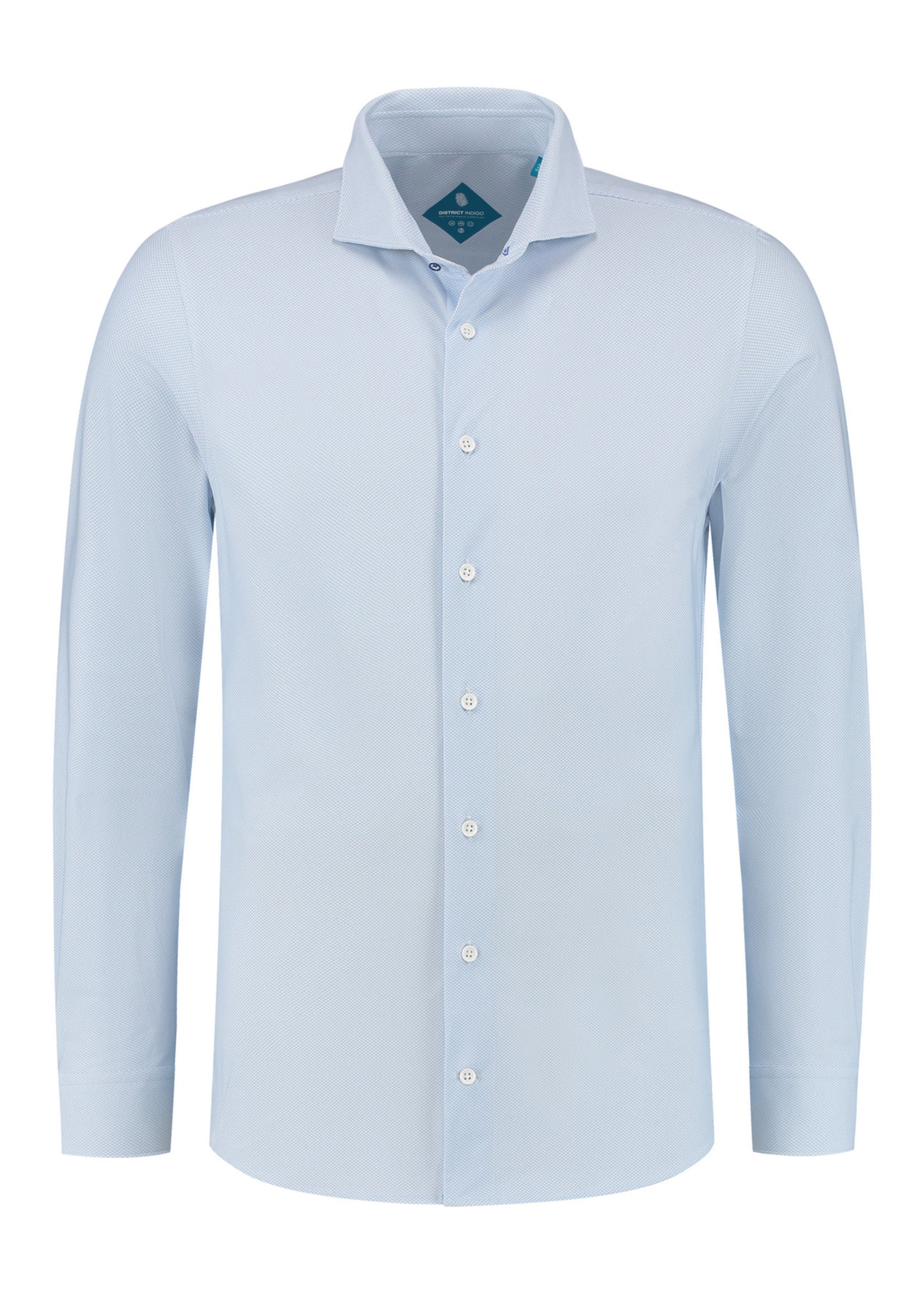 Lichtblauw gestructureerd slim fit hemd District Indigo - 7.21.025.770/318