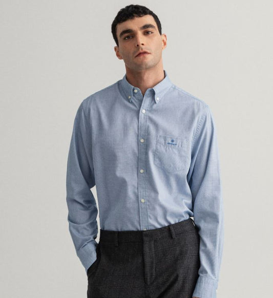 Blauw regular fit hemd met kleine print Gant - 3040230/406
