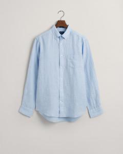 Lichtblauw linnen regular fit hemd Gant - 3230085/468