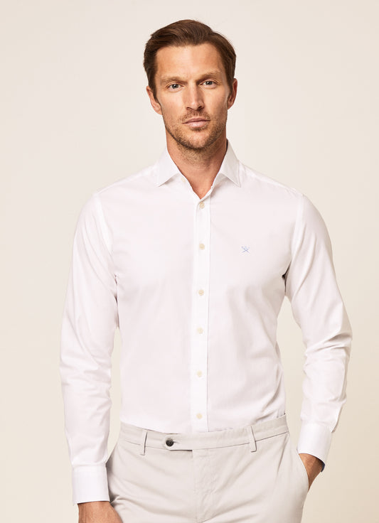 Wit katoenen slim fit hemd Hackett - HM309373/800