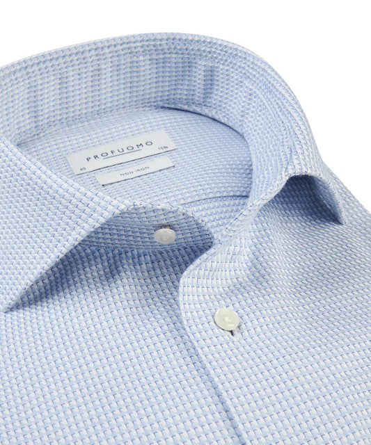 Blauw katoenen slim fit hemd met print Profuomo - PPTH30026A