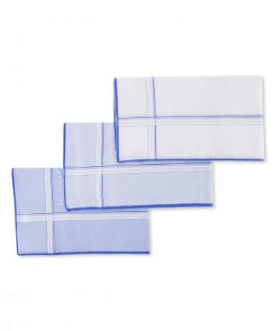 3-Pack wit-blauwe katoenen zakdoeken Profuomo - PPUO00002A