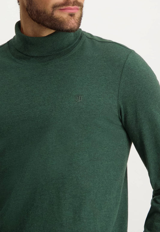 Groene katoenen T-shirt met lange mouwen en rolkraag State of Art - 22402/5600