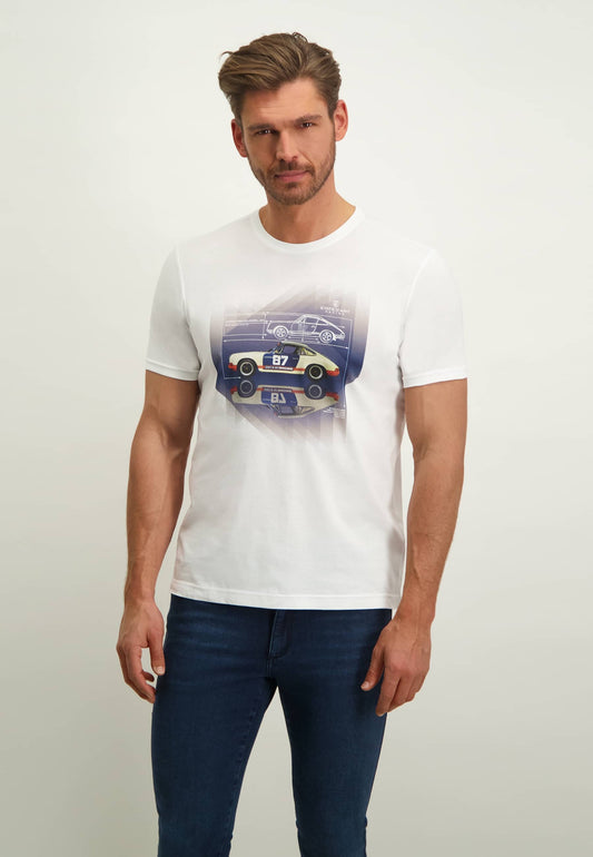 Wit katoenen T-shirt met print State of Art - 13971/100
