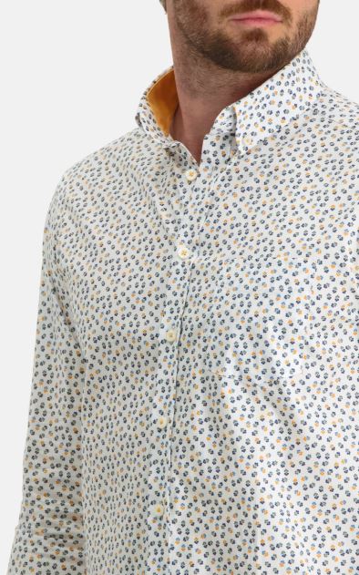 Geel katoenen regular fit hemd met print State of Art - 11261