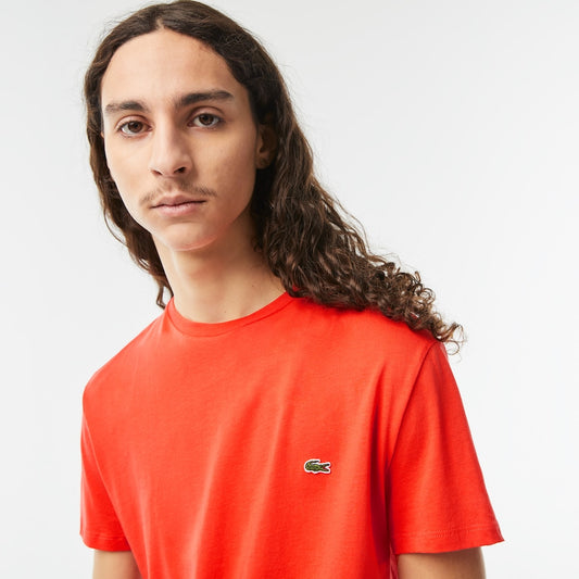 Oranje katoenen T-shirt met ronde hals Lacoste - TH6709/02K