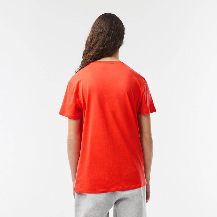 Oranje katoenen T-shirt met ronde hals Lacoste - TH6709/02K