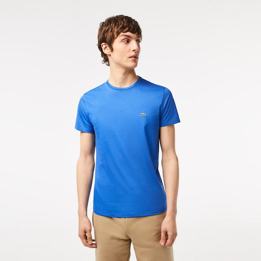 Blauwe katoenen T-shirt met ronde hals Lacoste - TH6709/KXB