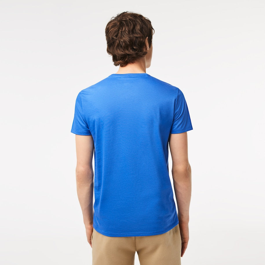 Blauwe katoenen T-shirt met ronde hals Lacoste - TH6709/KXB